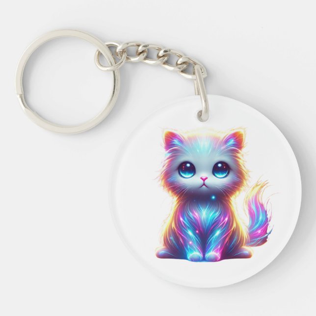 Colorful Cat Delight Keychain (Front)