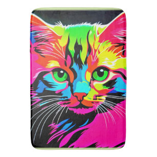 Colorful Cat Design Bath Mat