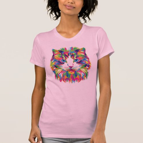 Colorful cat design T_Shirt for animal lovers