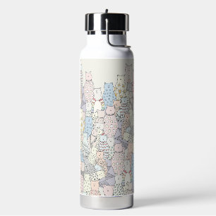 Colorful Cat Doodle Art Water Bottle