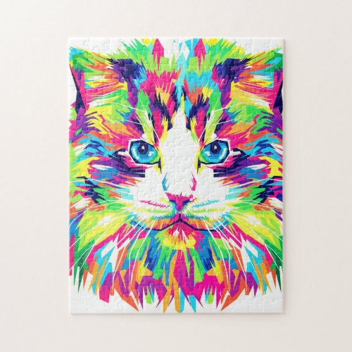 Colorful Cat _ Face _ Jigsaw Puzzle