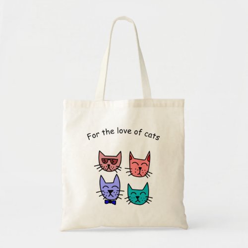 Colorful Cat Faces Tote Bag