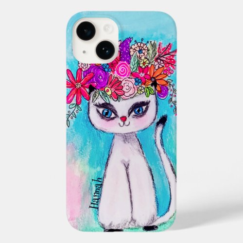 Colorful Cat Fun Spring Flower Cute Inspirational Case_Mate iPhone 14 Case