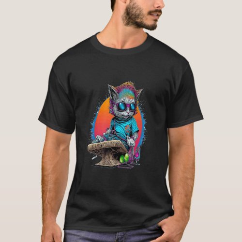Colorful Cat Graphic 3D Abstract Vector Cat  T_Shirt