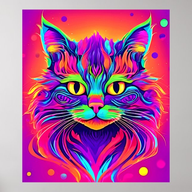 Colorful Cat Head Artwork Poster (Front)