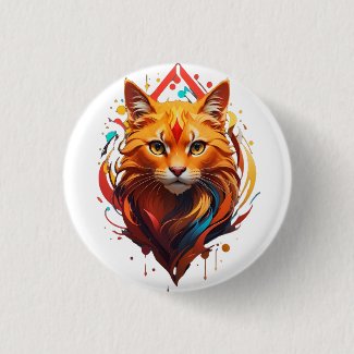 Colorful Cat head front facing sharp Illustration