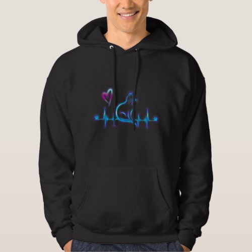 Colorful Cat Heartbeat and Heart Women Girl Cat Mo Hoodie