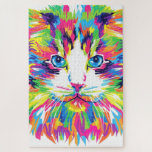 Colorful Cat Jigsaw Puzzle Gift<br><div class="desc">Colorful Cat Face Puzzle Gift</div>