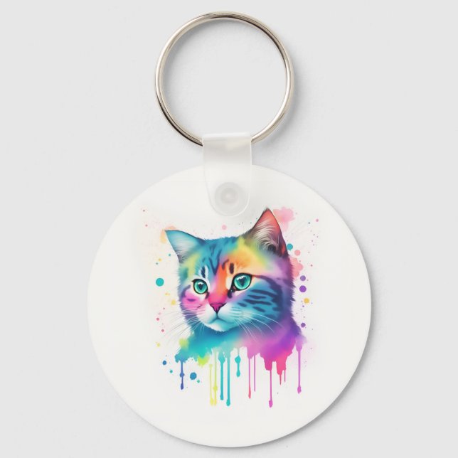 Colorful cat keychain (Front)