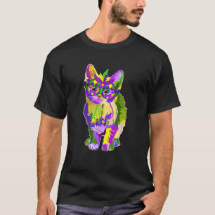 Colorful Cat Kitten Wearing Mask Mardi Gras Lover T-Shirt