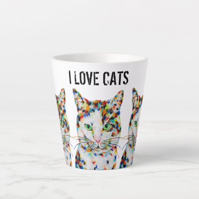 Colorful Cat Latte Mug (Front)