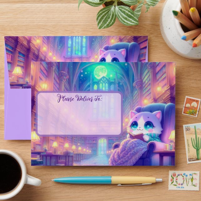 Colorful Cat Library Envelope (Desk)