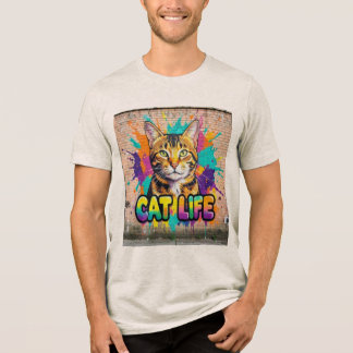 Colorful Cat Life Graffiti Art T-Shirt Tri-Blend Shirt