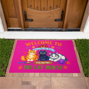 Colorful Cat Lover Doormat – Funny Cats Design
