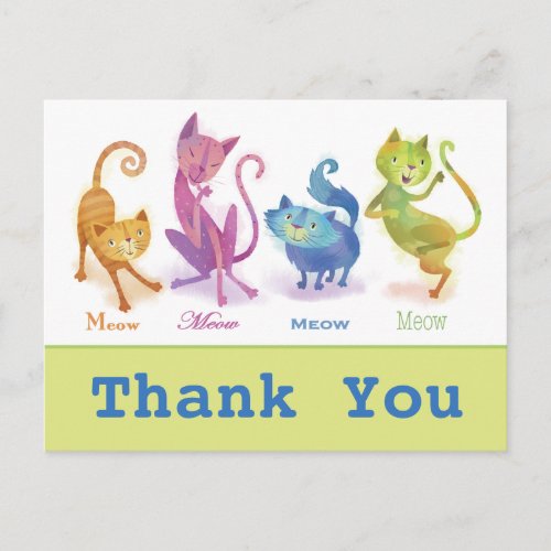 Colorful Cat Lover Meow Thank You Postcard