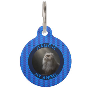 Colorful Cat Lover Present Chevron Checkers Pet ID Tag