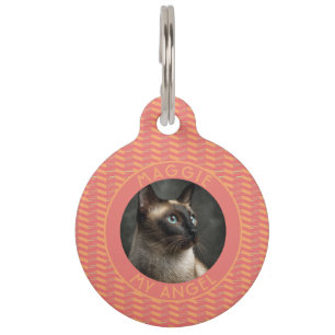 Colorful Cat Lover Present Herringbone Pet ID Tag