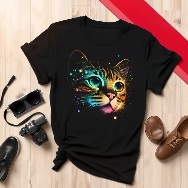 Colorful Cat Lover Unique Cute Cat Design T-Shirt (Creator Uploaded)