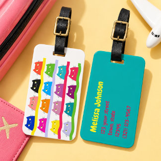 Colorful Cat Luggage Tag Cute Kawaii Travel