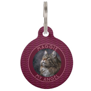 Colorful Cat Mom Gift Herringbone Pet ID Tag