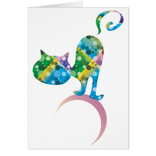 Colorful Cat On Crescent Moon (Front)