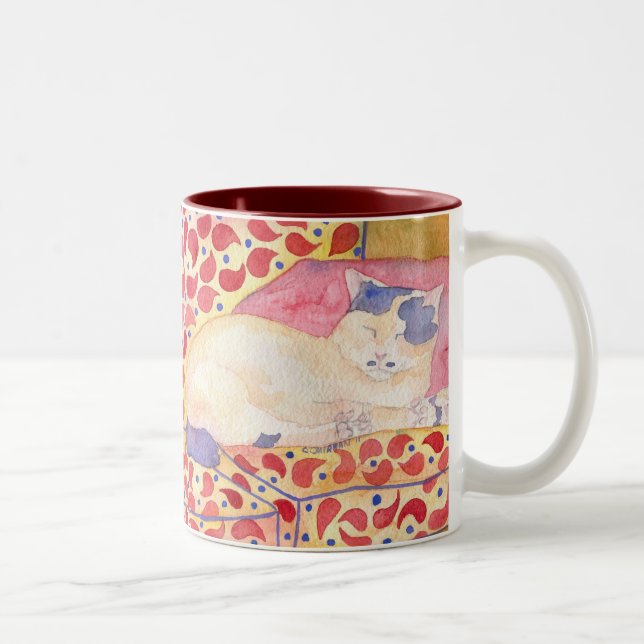 Colorful cat on sofa mug (Right)