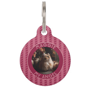 Colorful Cat Owner Gift Chevron Geometry Pet ID Tag
