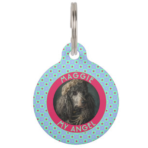 Colorful Cat Owner Gift Square Pattern Pet ID Tag