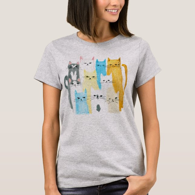 Colorful Cat Party Women's Graphic T-Shirt (Front)