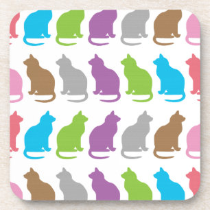 Colorful cat pattern beverage coaster
