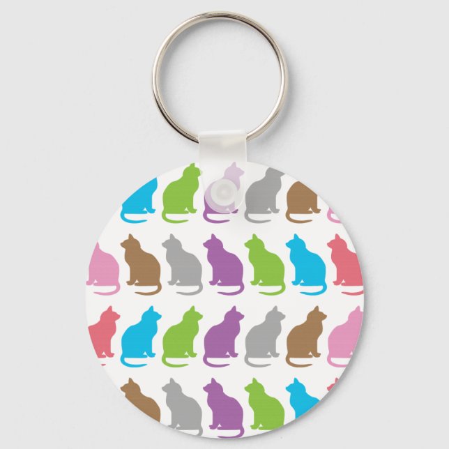 Colorful cat pattern keychain (Front)