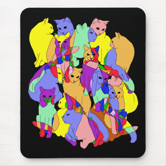 Colorful Cat Pattern Mouse Pad (Front)