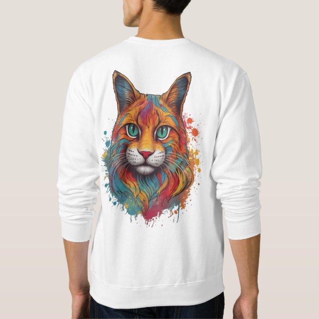 colorful cat pattern Shirt. Sweatshirt (Back)