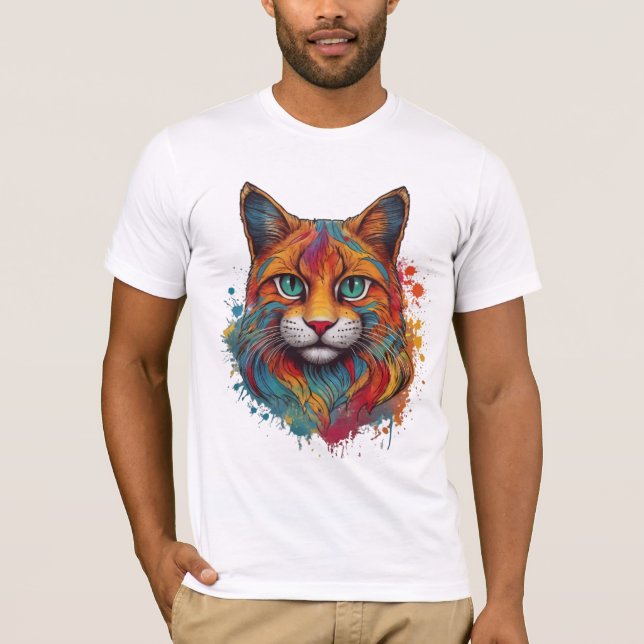 colorful cat pattern T-Shirt (Front)
