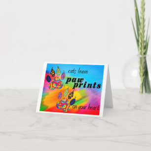 Colorful Cat Paw Prints Greeting Card