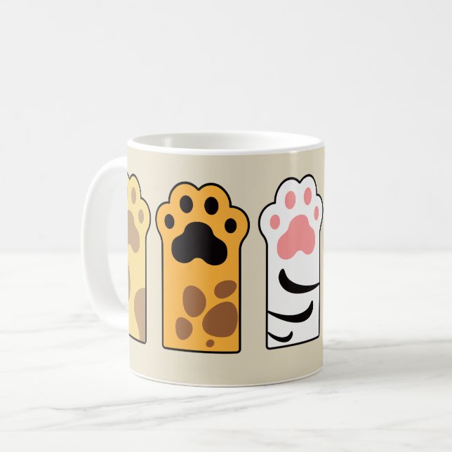 Colorful cat paws coffee mug (Front Left)