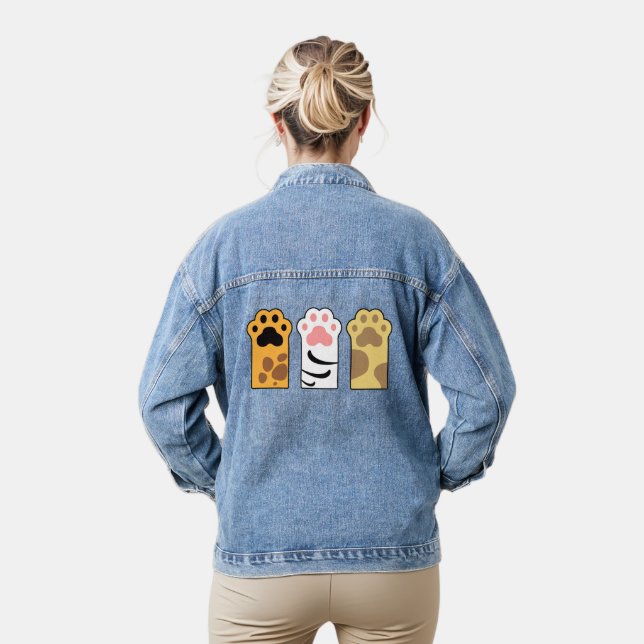 Colorful cat paws denim jacket (Model)
