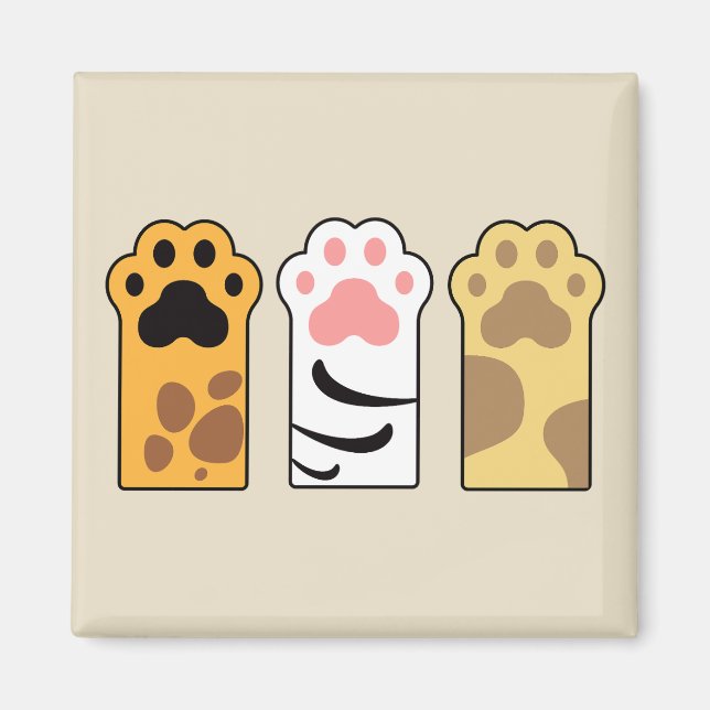 Colorful cat paws magnet (Front)