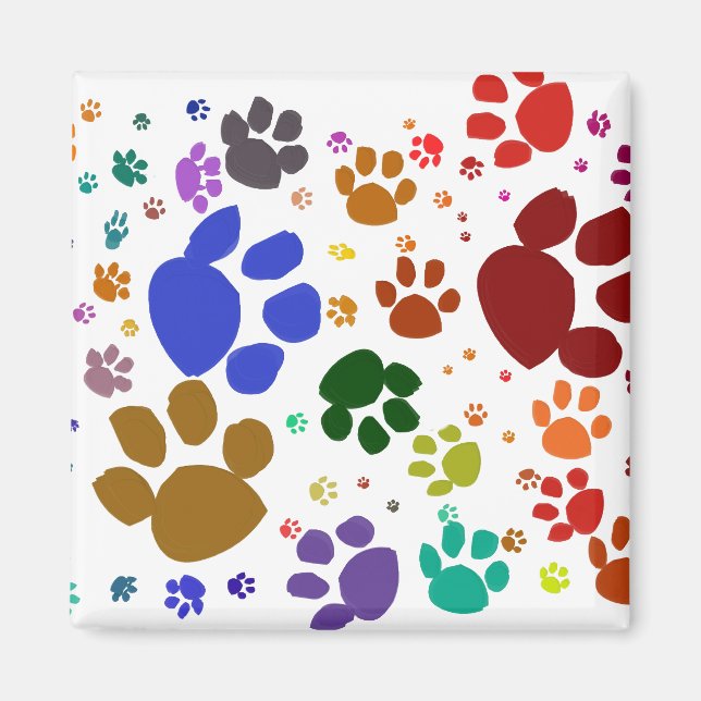 colorful cat paws magnet (Front)