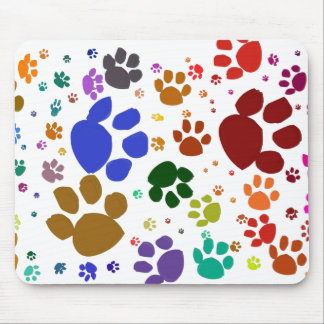 colorful cat paws mouse pad