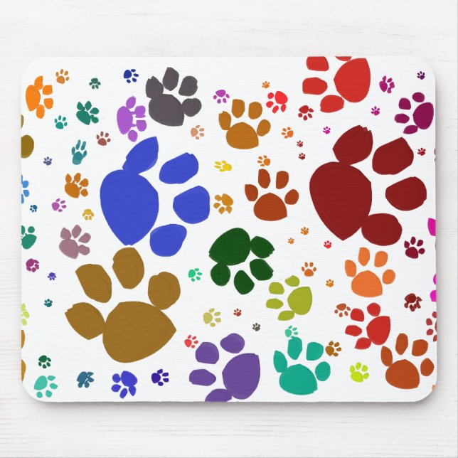 colorful cat paws mouse pad (Front)