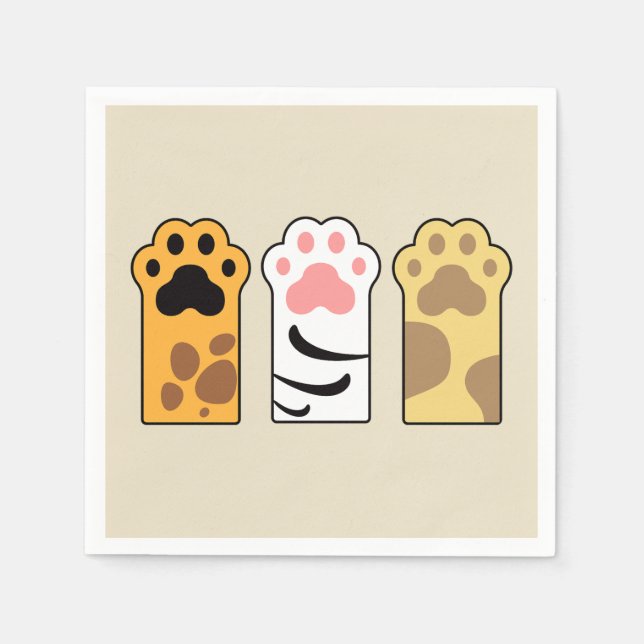 Colorful cat paws napkins (Front)