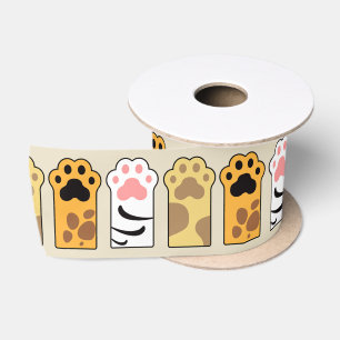 Colorful cat paws satin ribbon