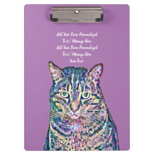 Colorful Cat Personalized Text  Clipboard