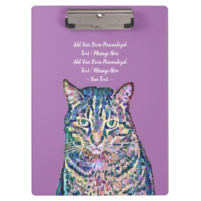 Colorful Cat Personalized Text  Clipboard (Front)