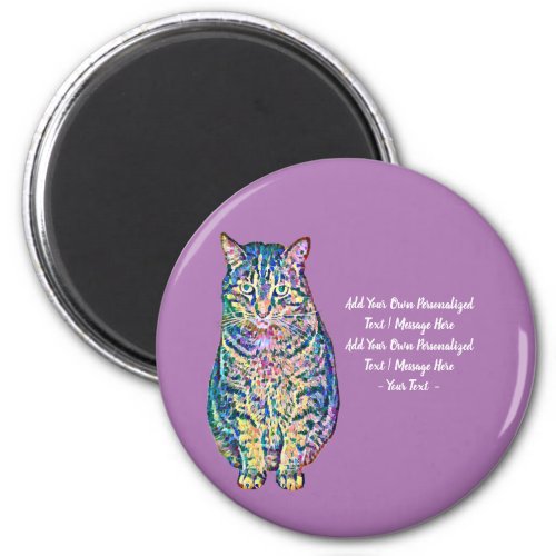 Colorful Cat Personalized Text  Magnet