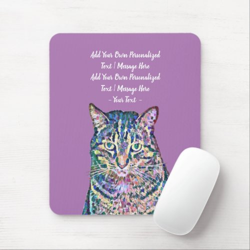 Colorful Cat Personalized Text Mouse Pad