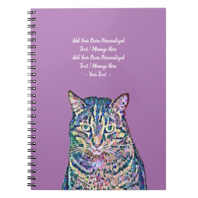 Colorful Cat Personalized Text Notebook (Front)