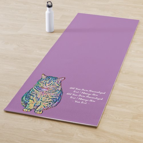 Colorful Cat Personalized Text Yoga Mat