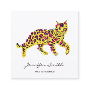 Colorful Cat Pet Groomer Square Business Card